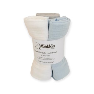 Pieluszki muślinowe Błękit/Szary/Ecru